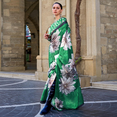 green-digital-printed-satin-saree-5