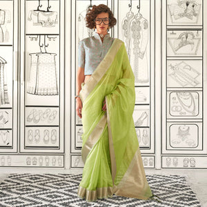 green-woven-zari-chiffon-saree