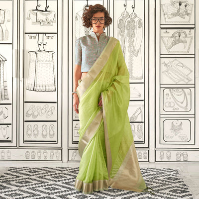 green-woven-zari-chiffon-saree