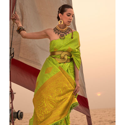 green-woven-satin-two-tone-saree