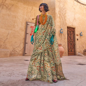 grey-floral-printed-tissue-saree-with-tassels