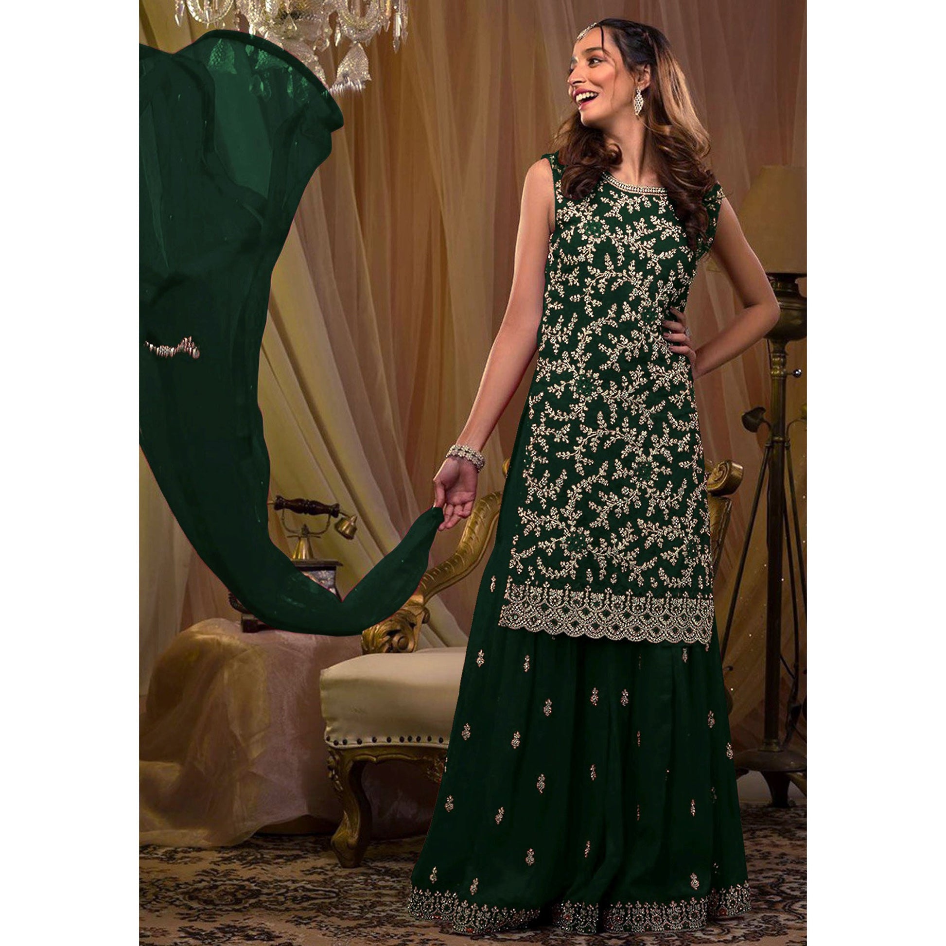 green-sequins-embroidered-georgette-semi-stitched-sharara-suit-2