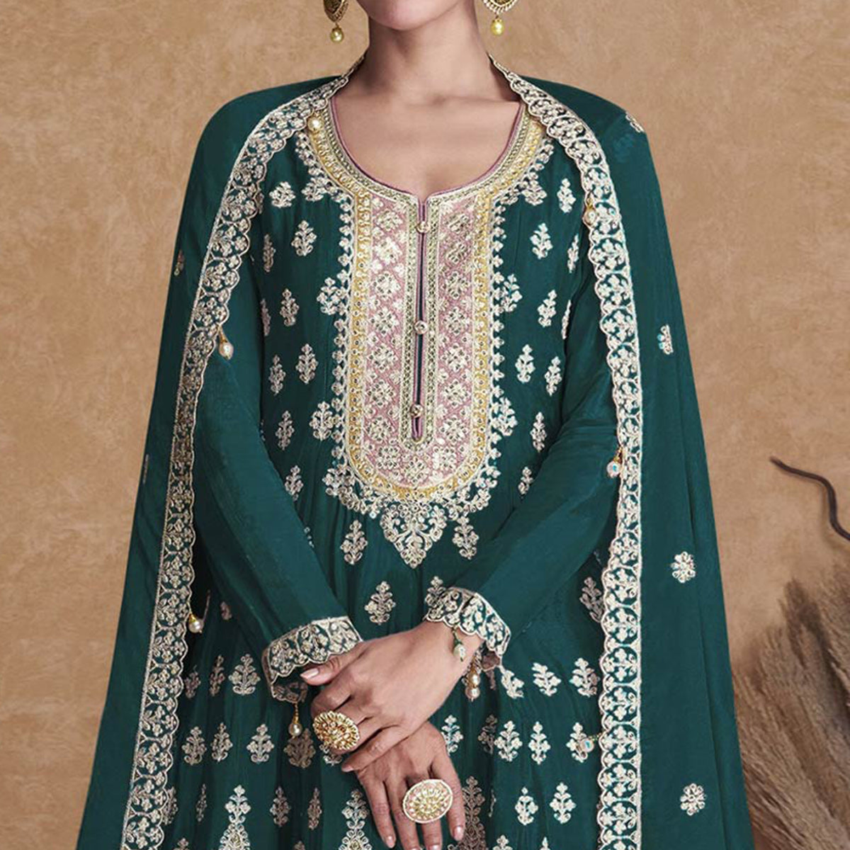 green-sequins-embroidered-georgette-semi-stitched-sharara-suit-1