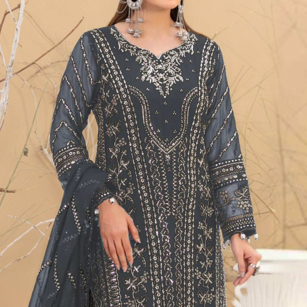 grey-floral-embroidered-georgette-semi-stitched-pakistani-suit-4