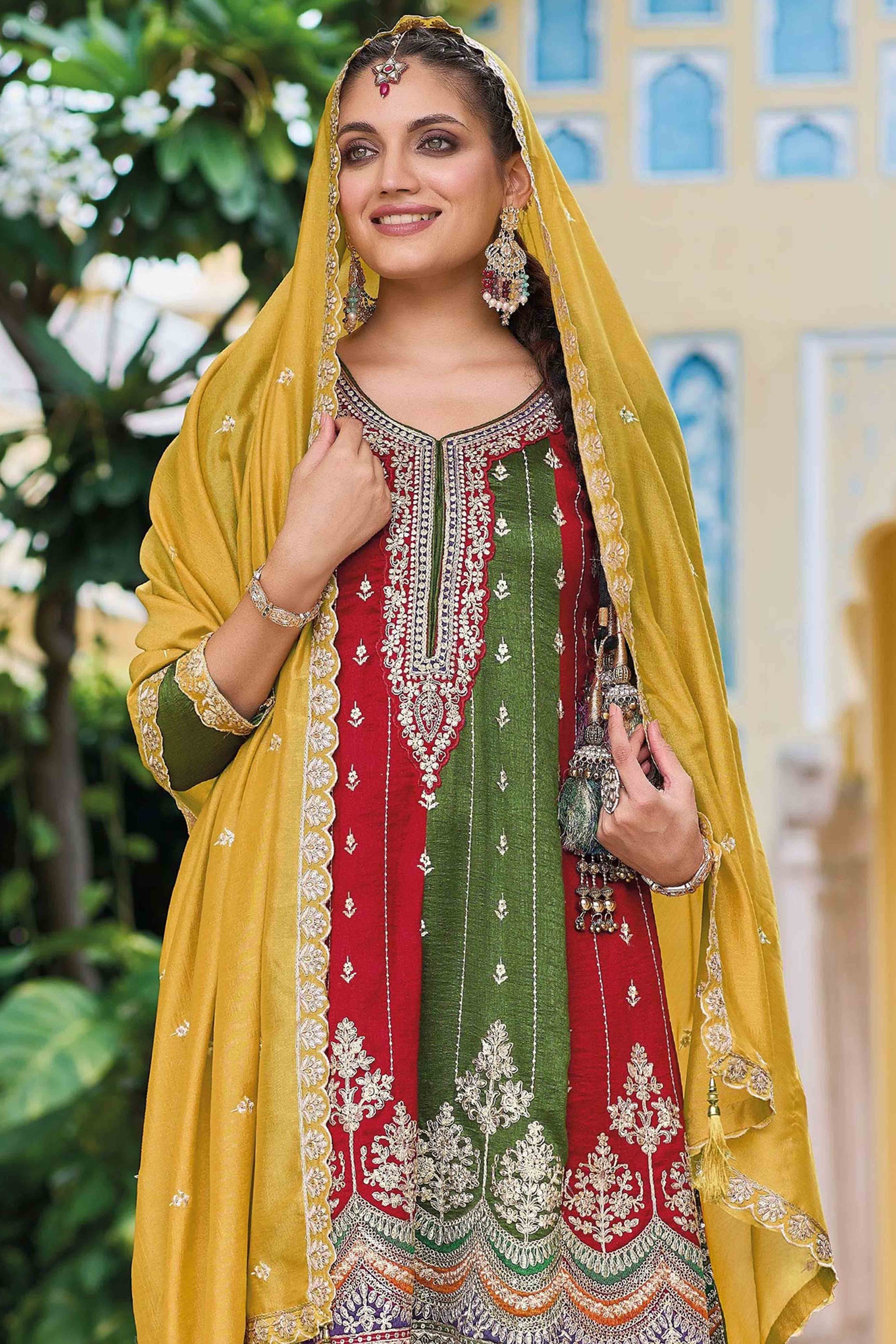 green-floral-embroidered-art-silk-free-size-stitched-anarkali-suit
