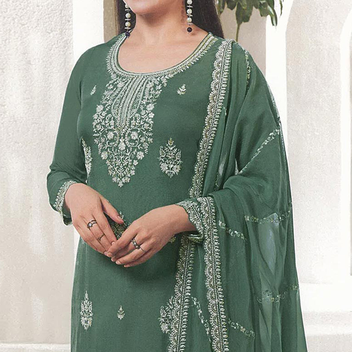 green-floral-embroidered-organza-semi-stitched-salwar-suit