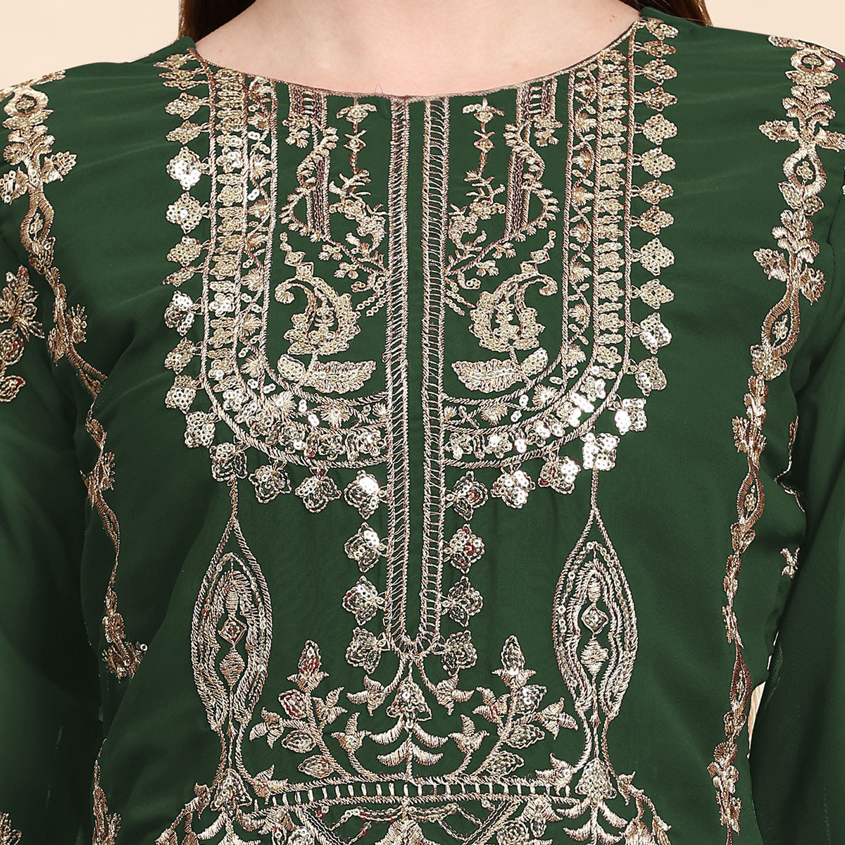 green-sequins-embroidered-georgette-semi-stitched-pakistani-suit