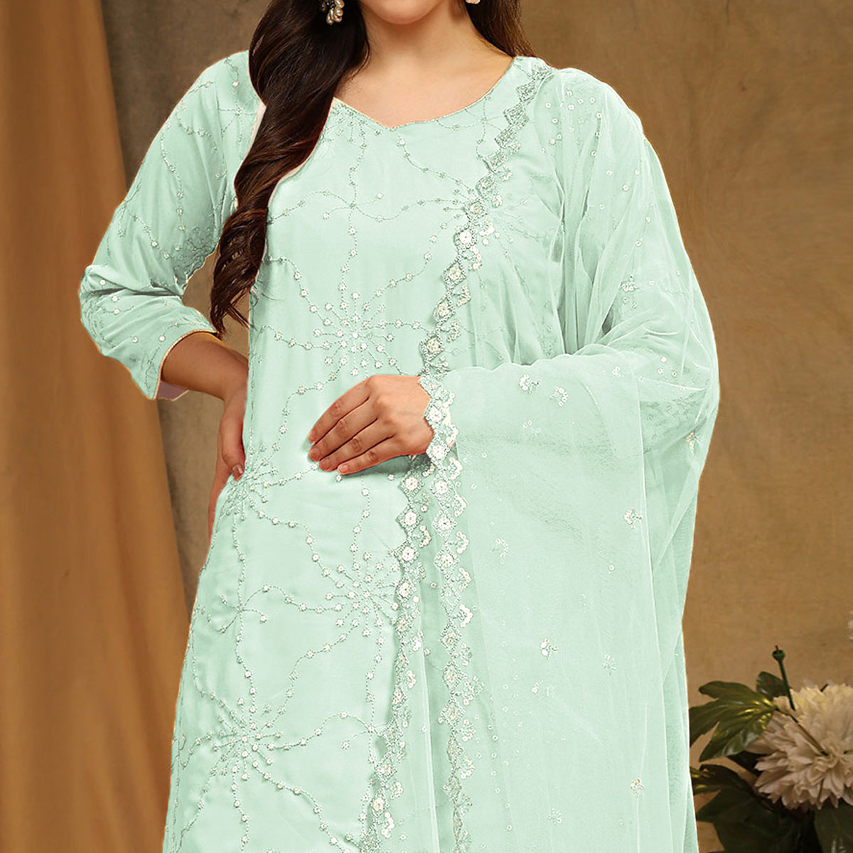 green-embroidered-georgette-semi-stitched-sharara-suit-1