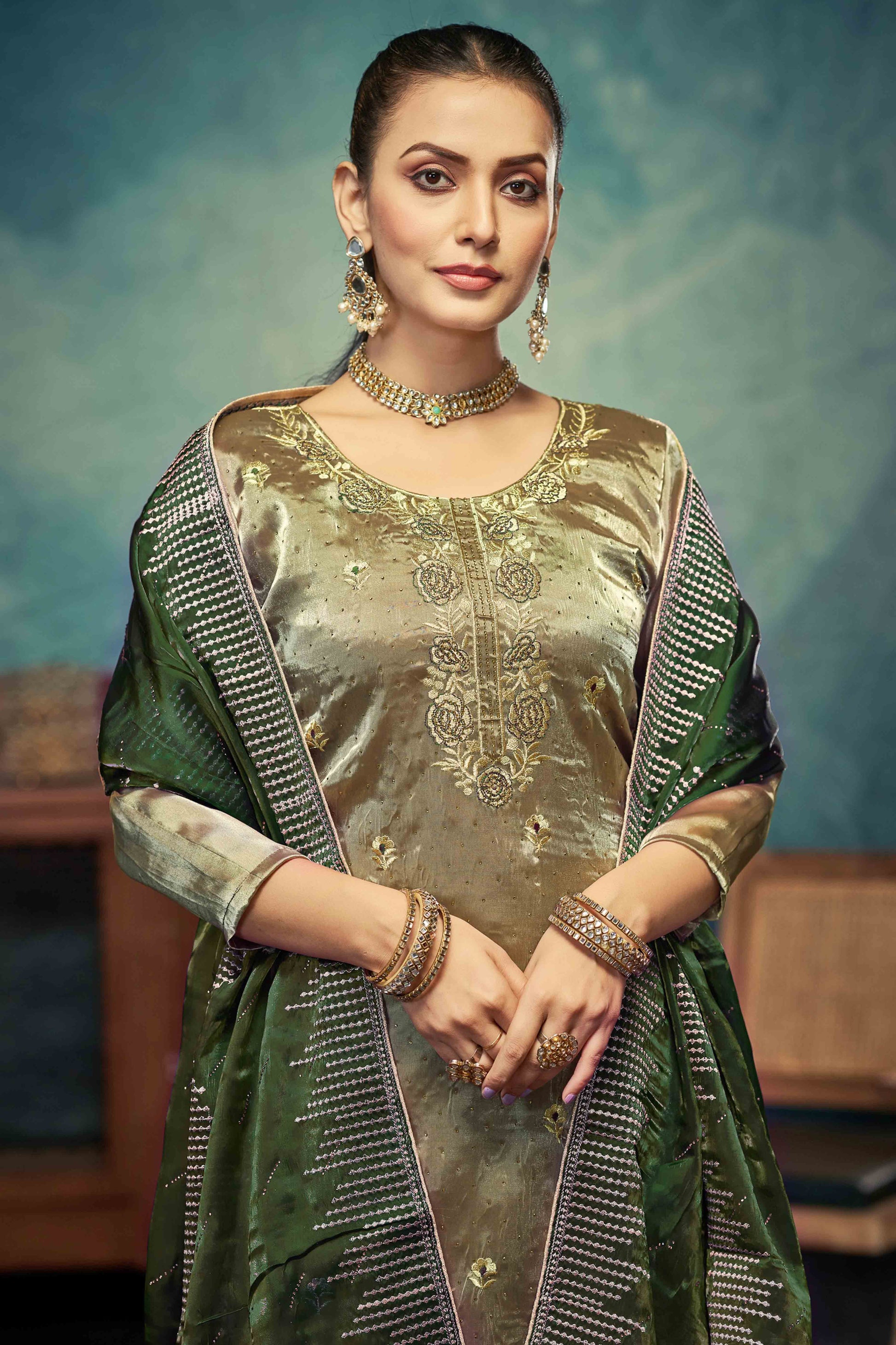 green-floral-embroidery-with-swarovski-work-jimmy-choo-tissue-semi-stitched-suit