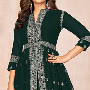 green-floral-embroidered-front-slit-semi-stitched-georgette-anarkali-suit