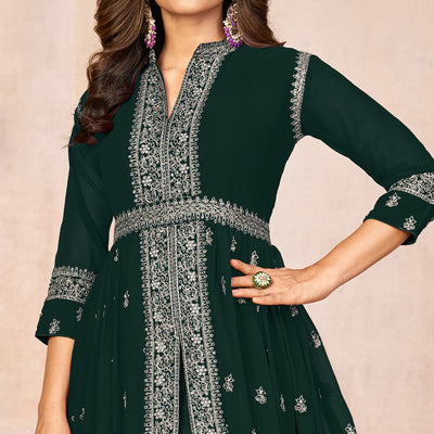 green-floral-embroidered-front-slit-semi-stitched-georgette-anarkali-suit