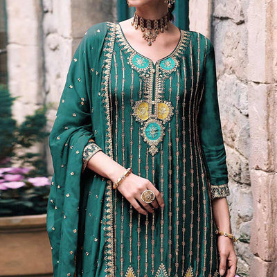 green-embroidered-chinon-semi-stitched-palazzo-suit