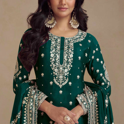 green-floral-sequins-embroidered-satin-silk-semi-stitched-suit