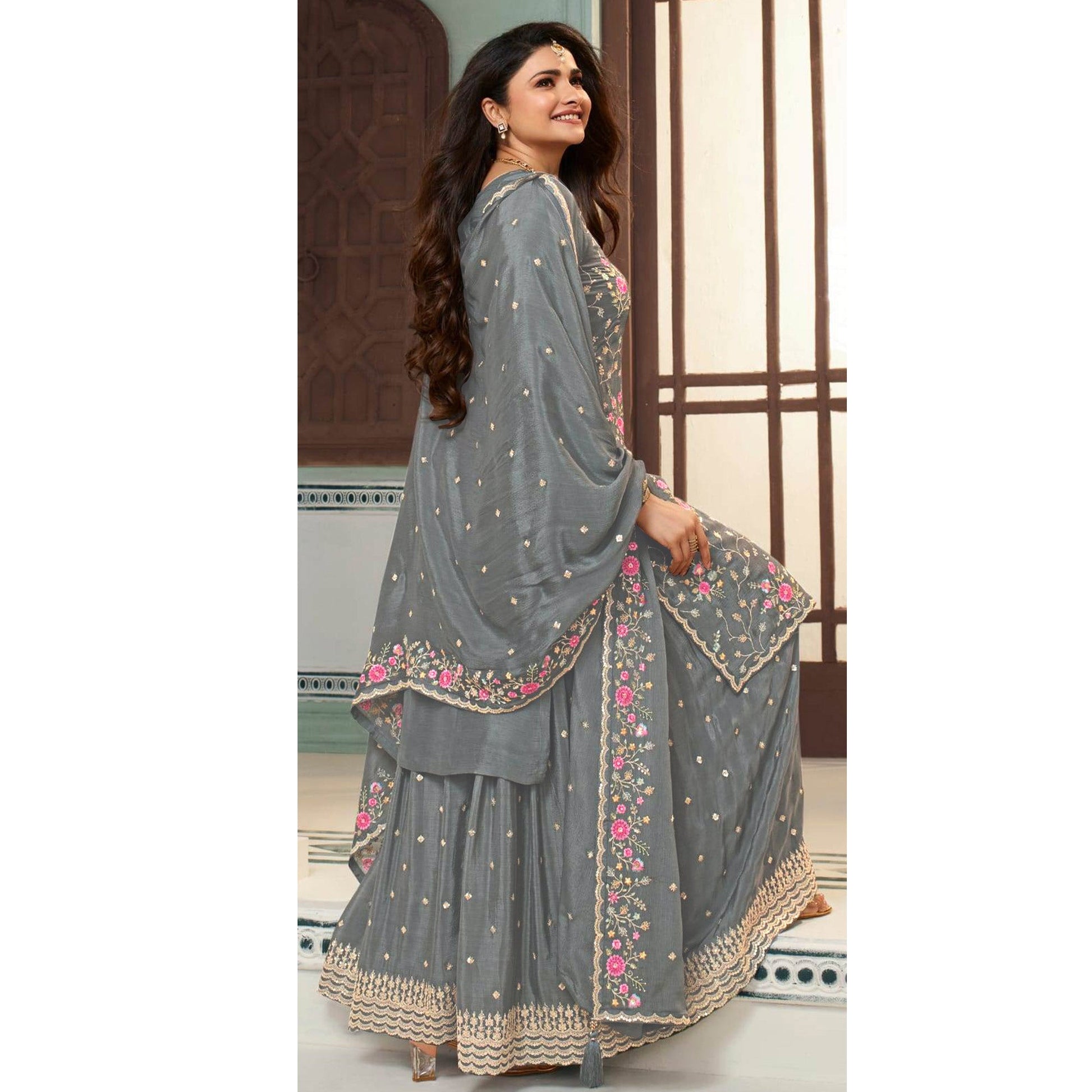 grey-floral-embroidered-chinon-sharara-salwar-suit