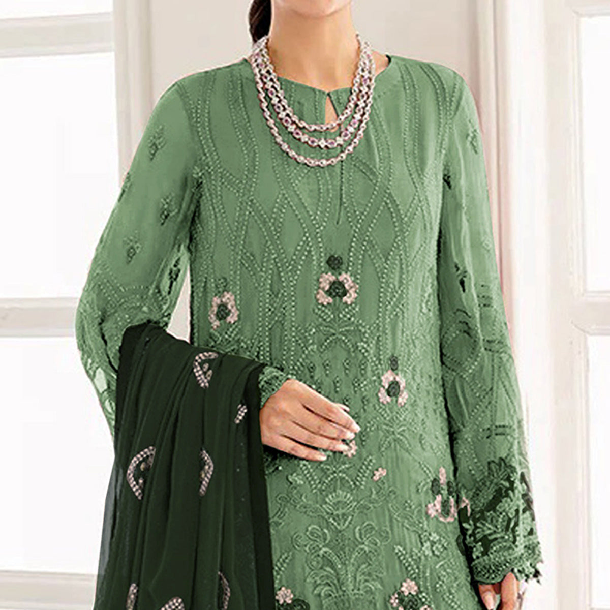 green-embroidered-georgette-semi-stitched-pakistani-suit-1