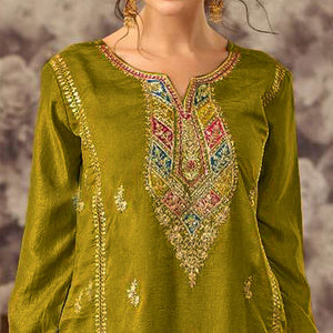 green-floral-embroidered-vichitra-silk-semi-stitched-pakistani-suit