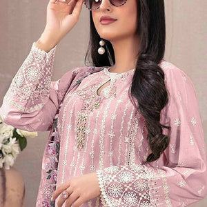 Light Pink Floral Embroidered Georgette Semi Stitched Pakistani Suit