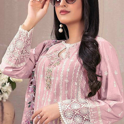 Light Pink Floral Embroidered Georgette Semi Stitched Pakistani Suit