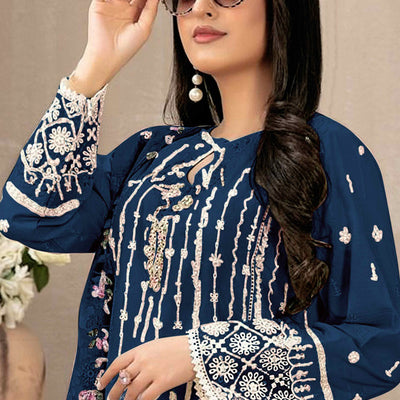 Morpich Floral Embroidered Georgette Semi Stitched Pakistani Suit