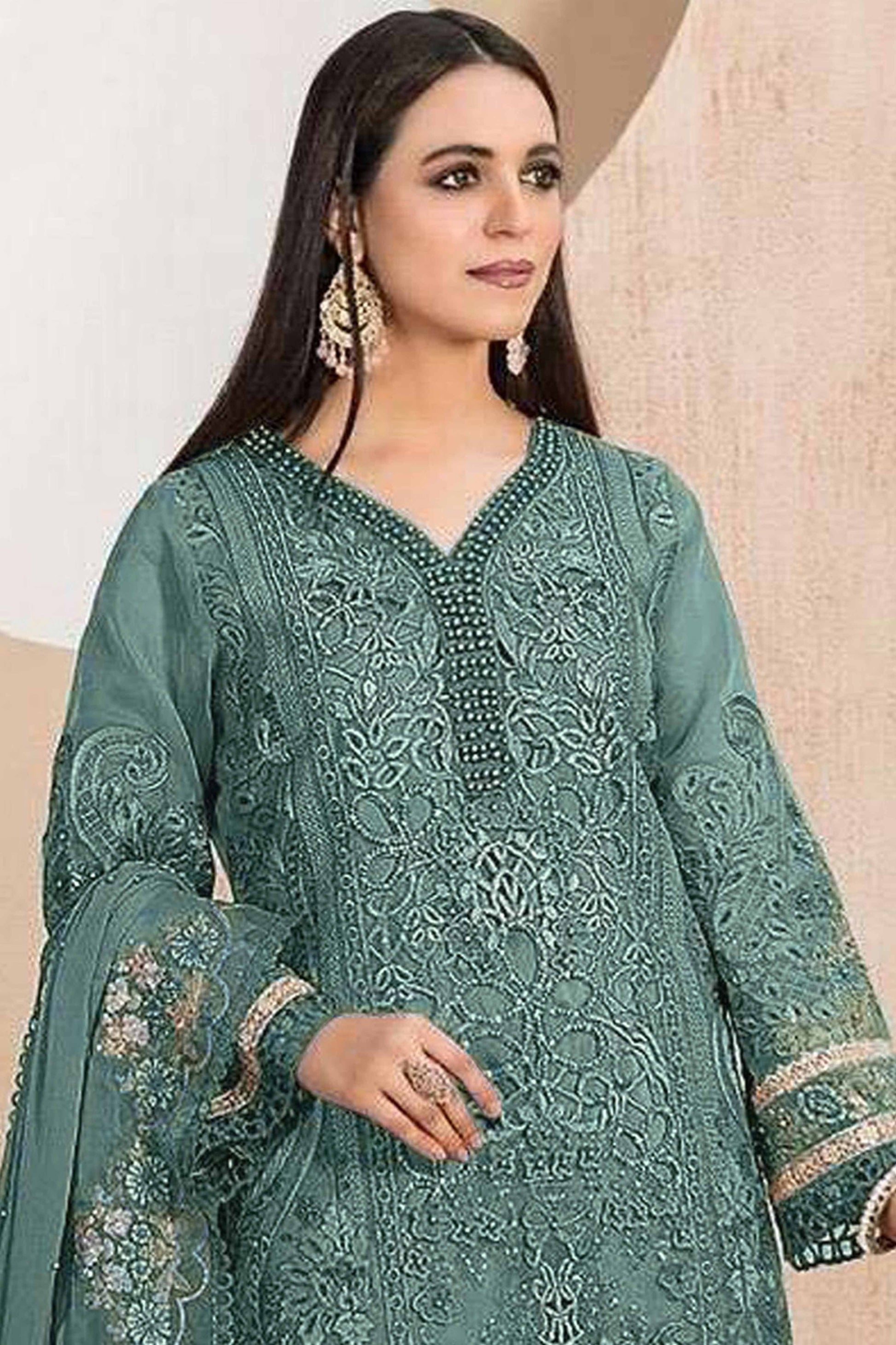 green-floral-sequins-embroidery-with-motiwork-organza-semi-stitched-pakistani-suit