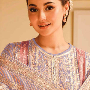 Lavender Floral Sequins Embroidery Georgette Semi Stitched Pakistani Suit