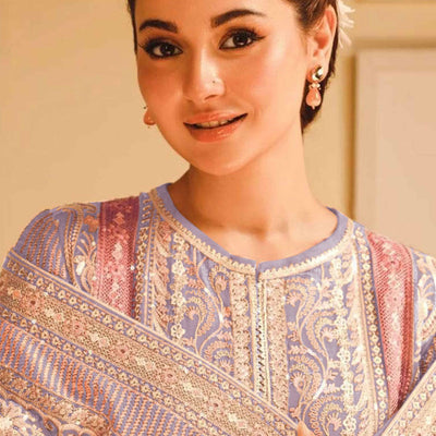 Lavender Floral Sequins Embroidery Georgette Semi Stitched Pakistani Suit