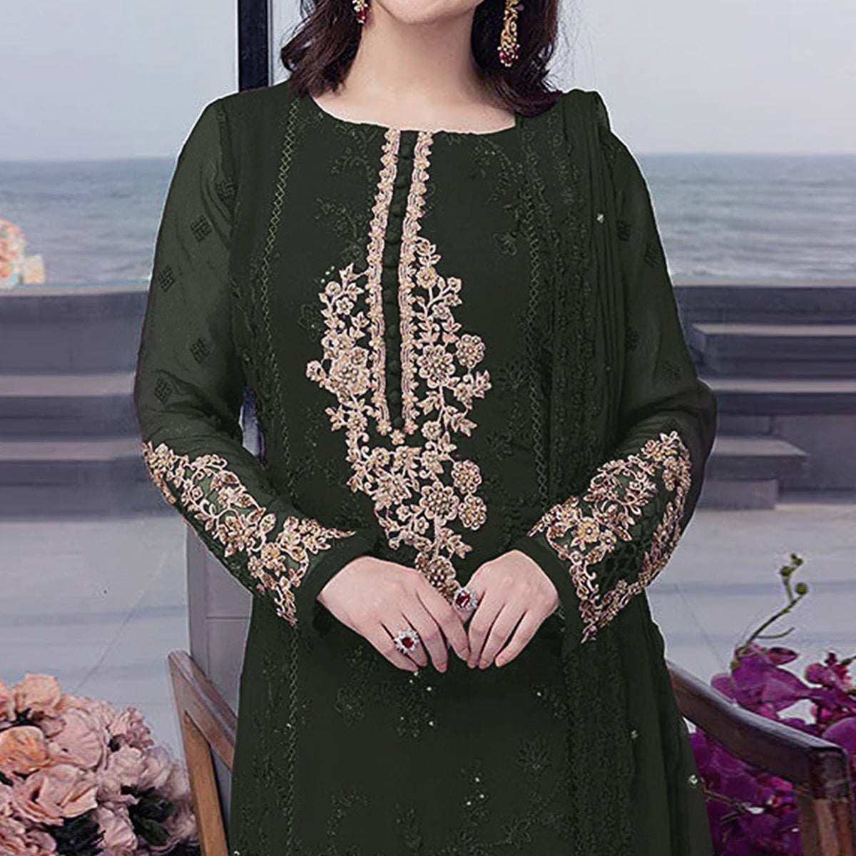 green-floral-embroidered-georgette-semi-stitched-pakistani-suit-2