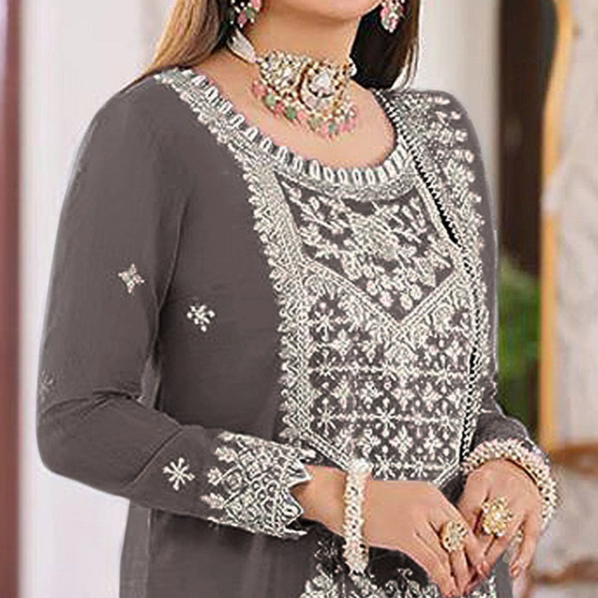 grey-embroidered-organza-pakistani-dress-material