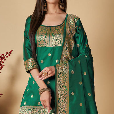 green-floral-woven-banarasi-silk-paithani-dress-material-2