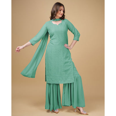 green-embroidered-georgette-kurti-sharara-suit
