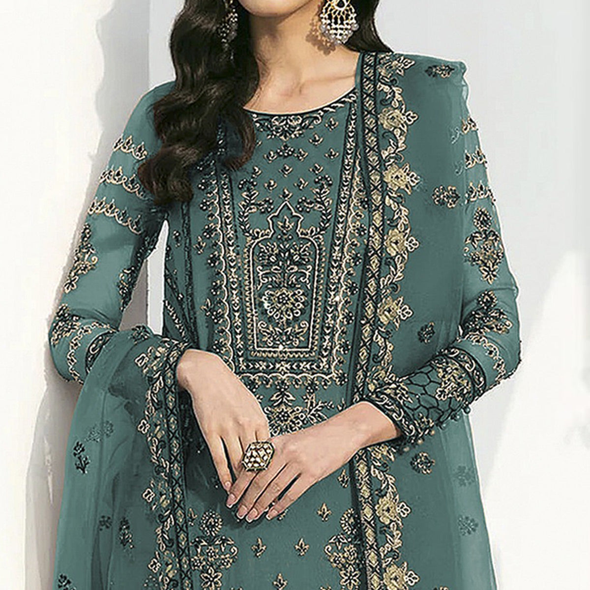 green-floral-embroidered-georgette-semi-stitched-pakistani-suit-1