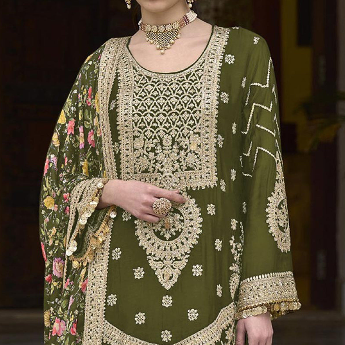 green-floral-sequins-embroidered-chinon-salwar-suit