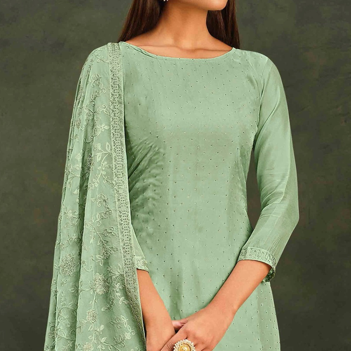 green-swarovski-work-organza-semi-stitched-salwar-suit