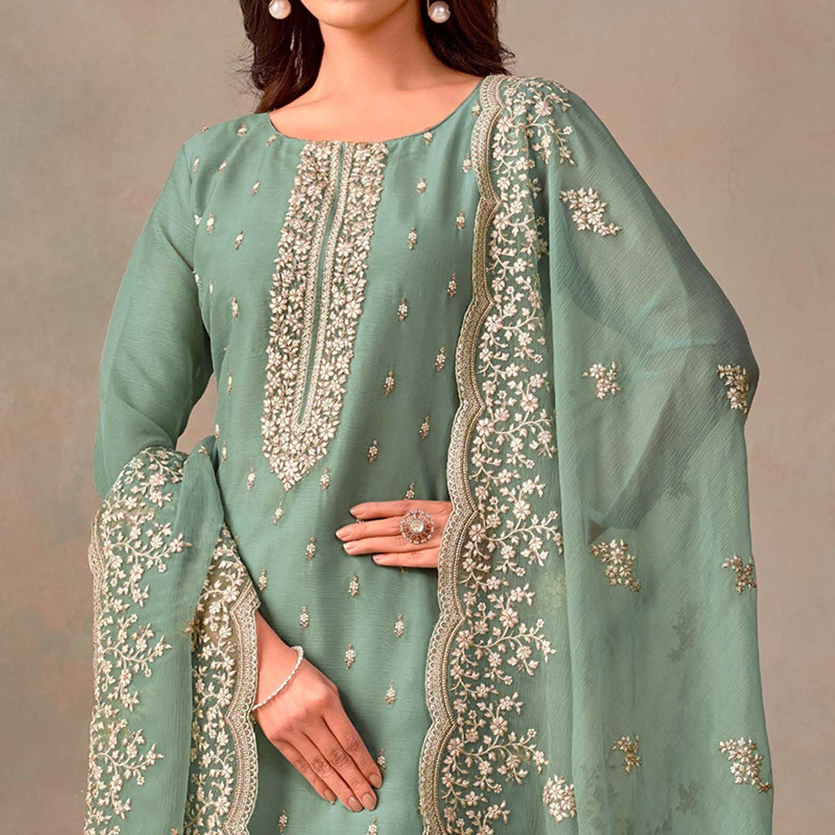green-floral-sequins-embroidered-organza-semi-stitched-salwar-suit