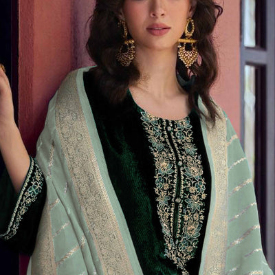 green-embroidered-velvet-semi-stitched-salwar-suit-1