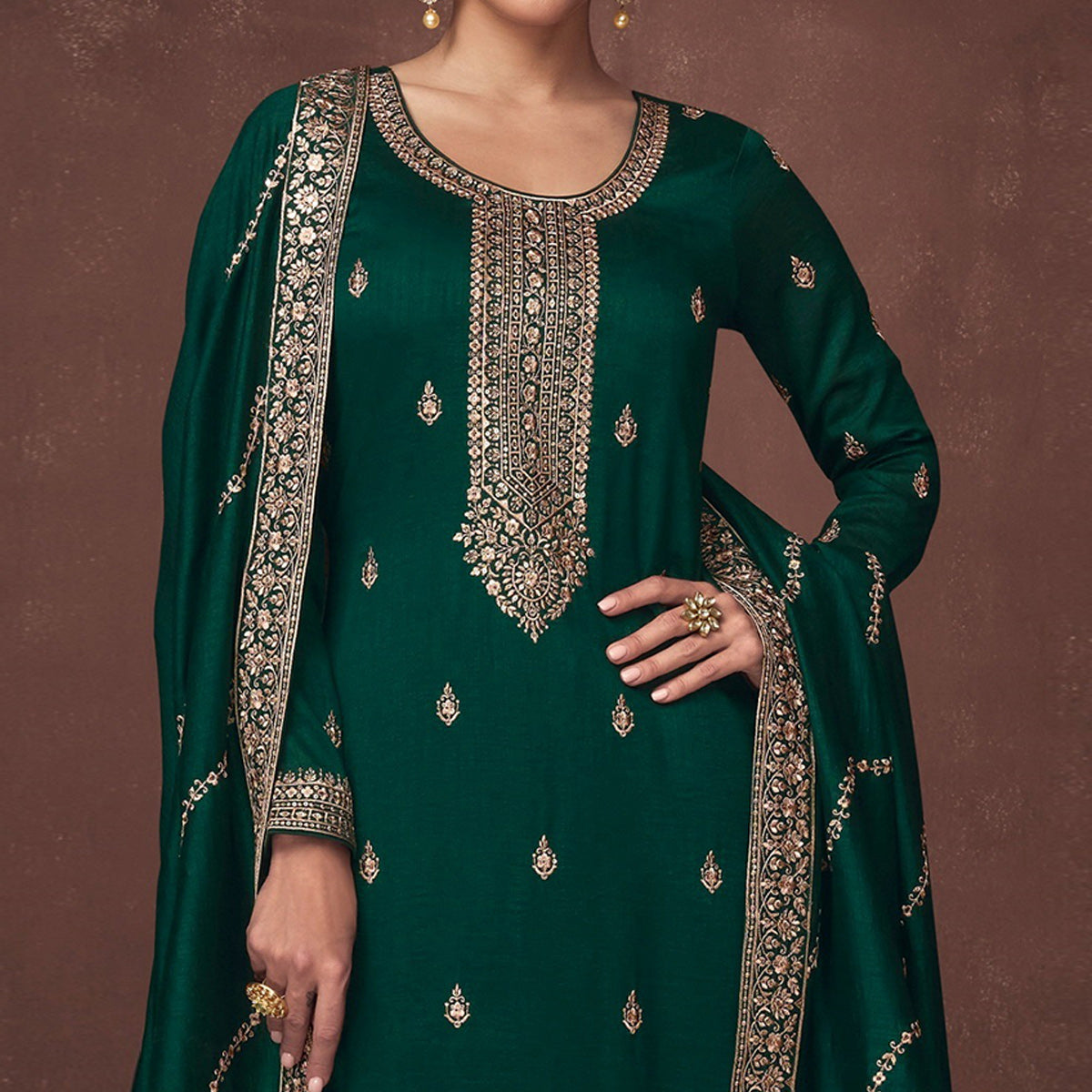 green-floral-embroidered-art-silk-semi-stitched-suit