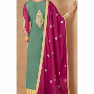green-embroidered-sequins-work-chinon-semi-stitched-salwar-suit
