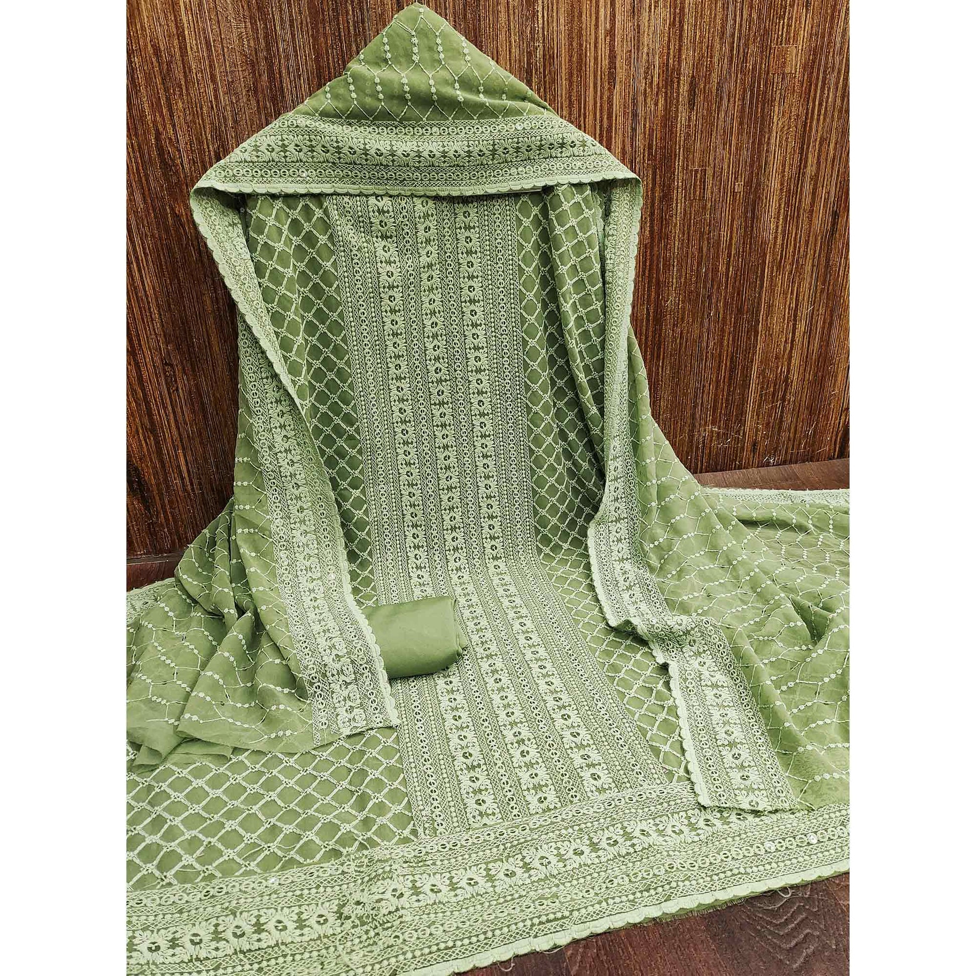 green-chikankari-work-georgette-dress-material