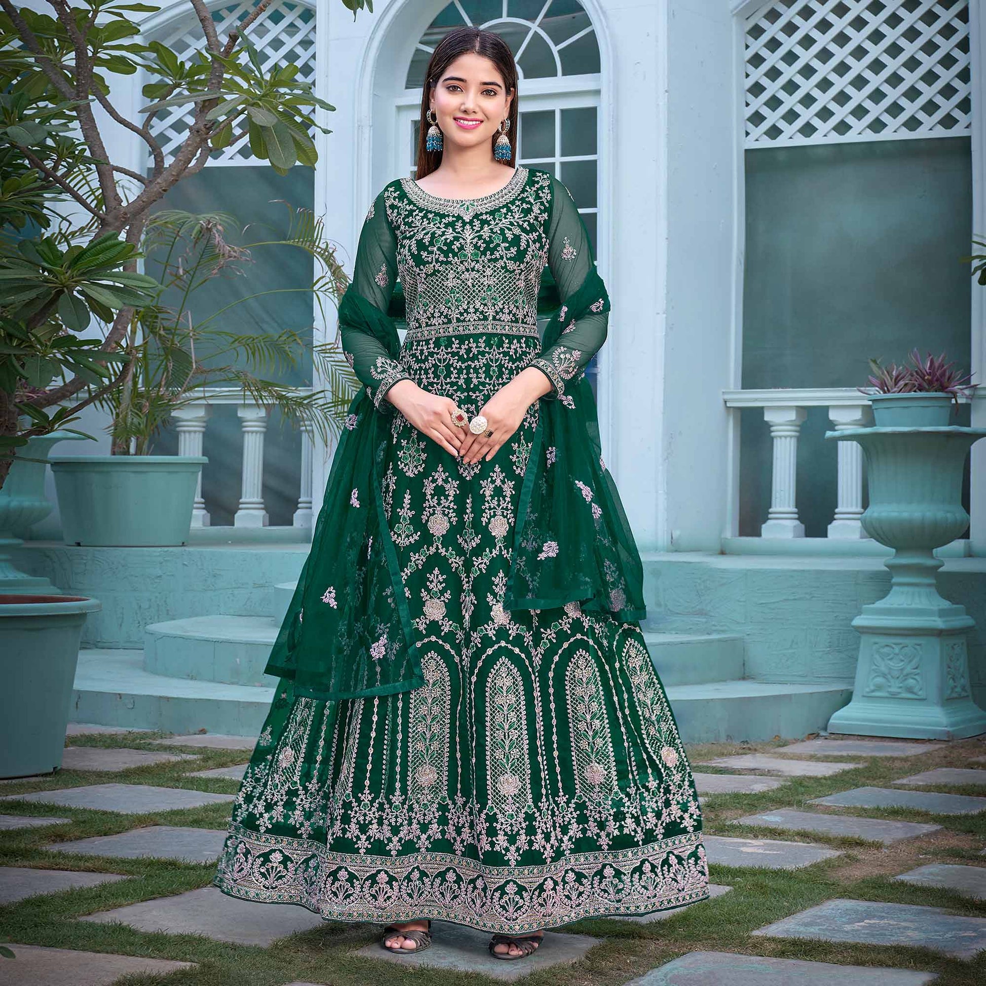 green-floral-embroidered-net-semi-stitched-anarkali-suit-2