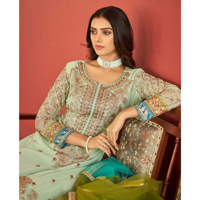 green-floral-sequins-embroidered-georgette-semi-stitched-pakistani-suit