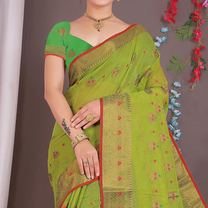yellow-floral-woven-cotton-silk-saree-with-tassels-10