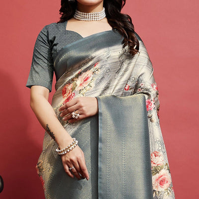 grey-floral-digital-printed-with-woven-banarasi-silk-saree