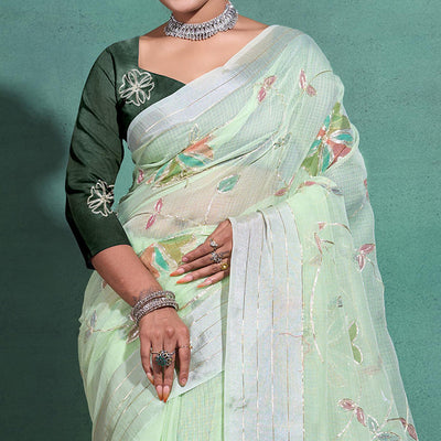 green-gota-patti-embroidered-linen-saree-with-tassels