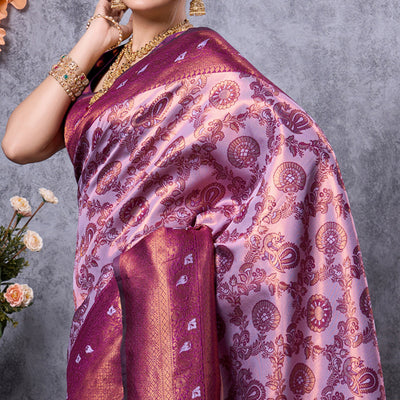 Lavender Woven Kanjivaram Silk Saree