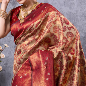 Cream Woven Kanjivaram Silk Saree
