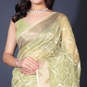 green-sequins-embroidered-cotton-silk-saree