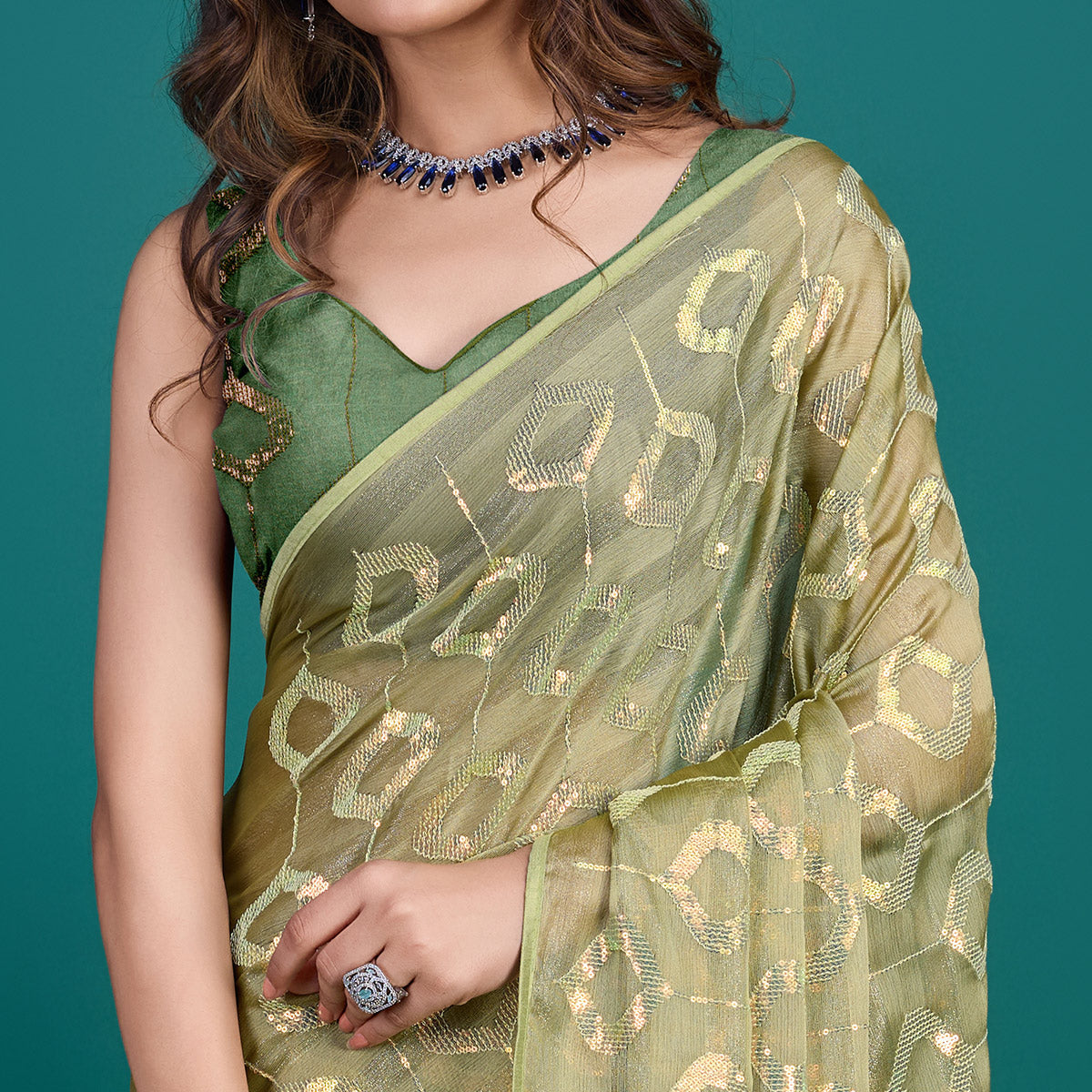 green-sequin-embroidered-georgette-saree