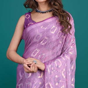 Lavender Sequin Embroidered Georgette Saree