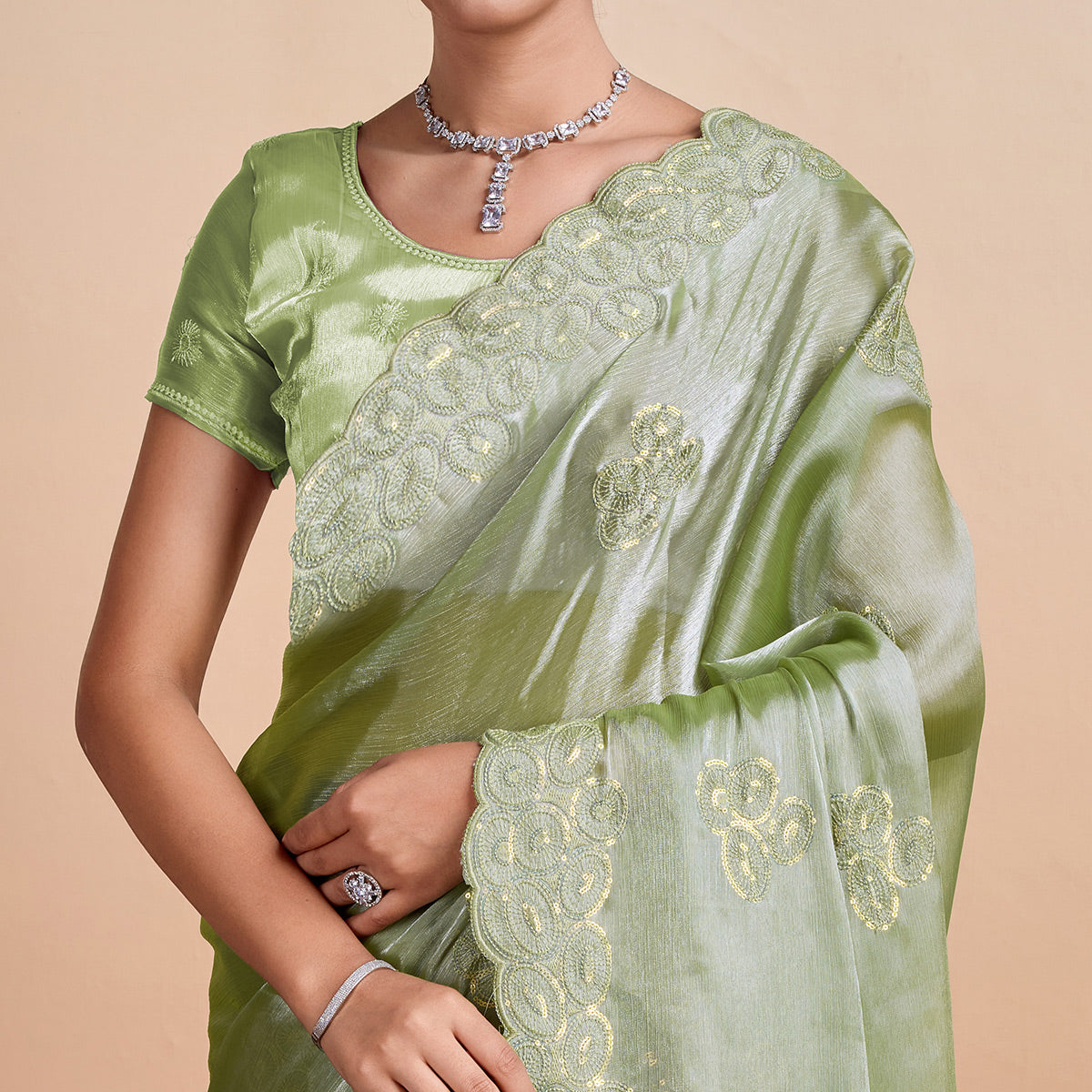 green-sequins-embroidered-organza-saree-3