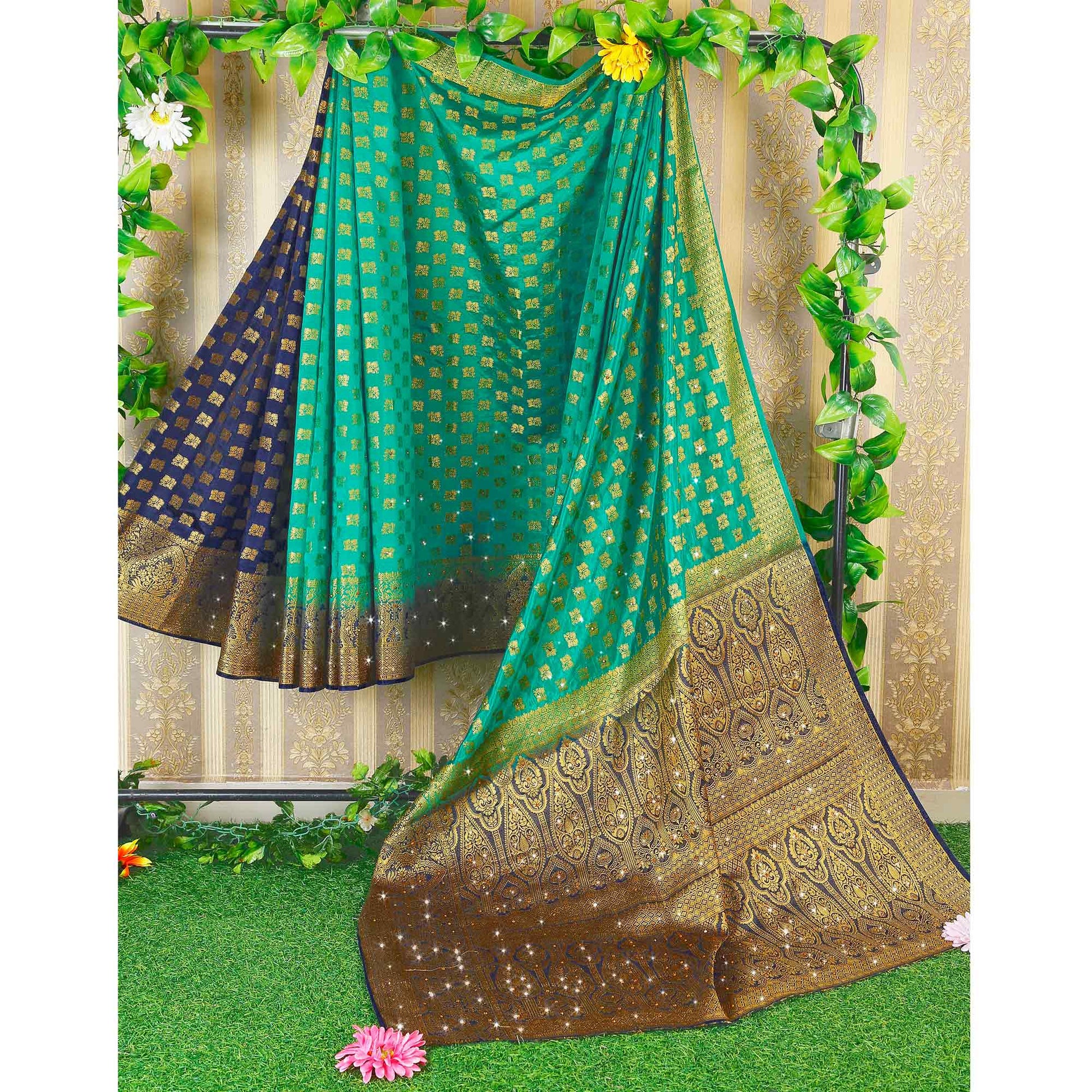 green-woven-with-stone-work-banarasi-silk-saree